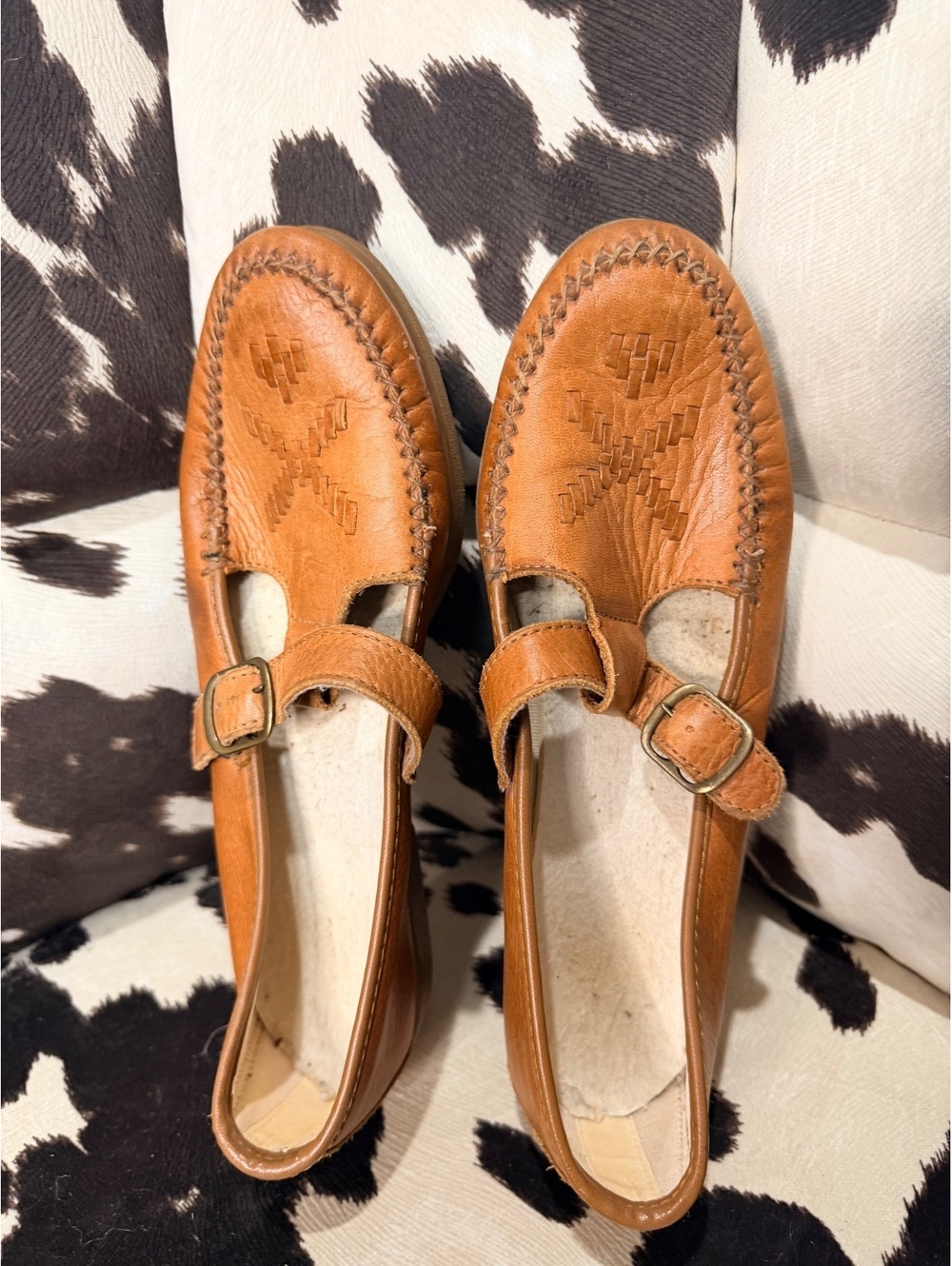 Soft Comfort Brown Leather Mary Jane Flats Size 7